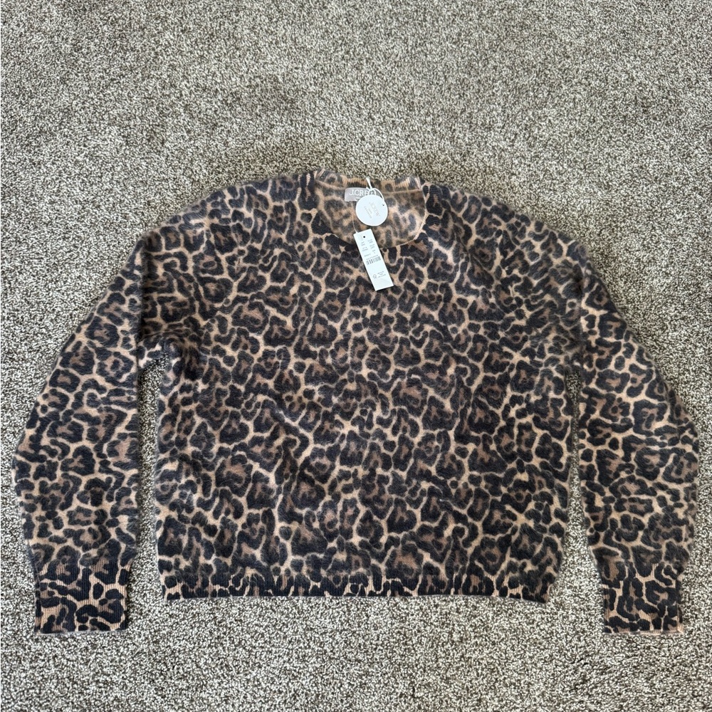 J. Crew 100% Cashmere Leopard Print Sweater